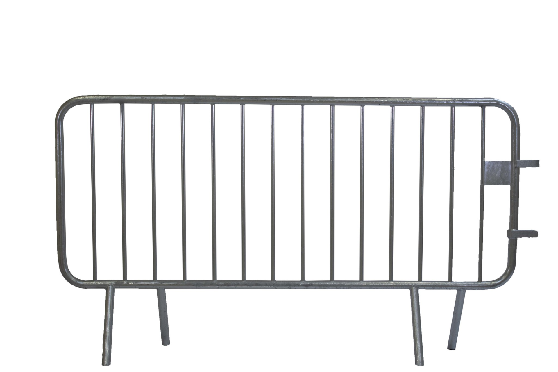 Barrière métallique avec pieds et loquet.