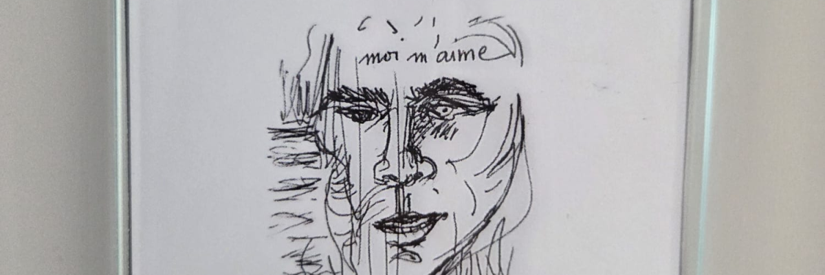 Affiche avec dessin et texte.