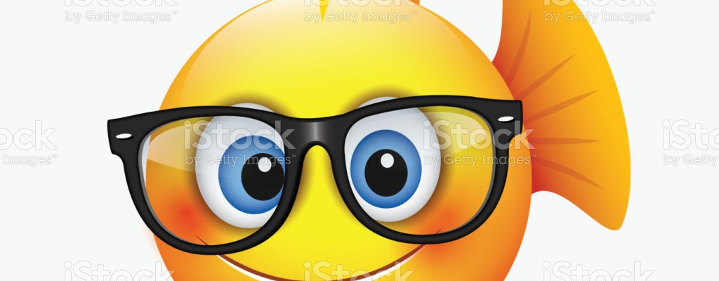 Poisson orange avec lunettes.