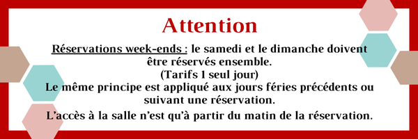 Image avec texte informatif sur les réservations week-ends et jours fériés.