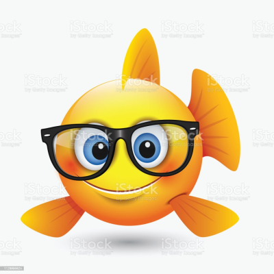 Poisson orange avec lunettes.