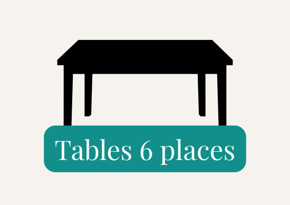 Table à six places, étiquette "Tables 6 places".